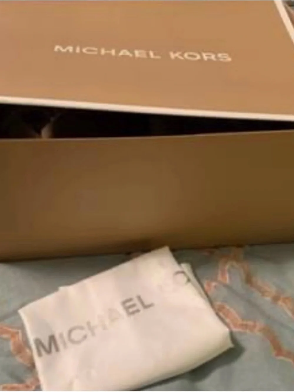 Michael Kors Brown Monogram Tote with Red Accents - Picture 5 of 5